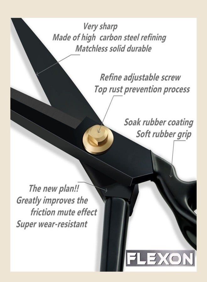 GEMSY Flexon 10 Inch Tailoring Scissors For Cloth Cutting, Sharp Fabric Sewing Carbon Stainless Steel Tailor Scissor, Best Multipurpose Shear For Office, Craft, Ladies, Vegetable Cutter - Image 2